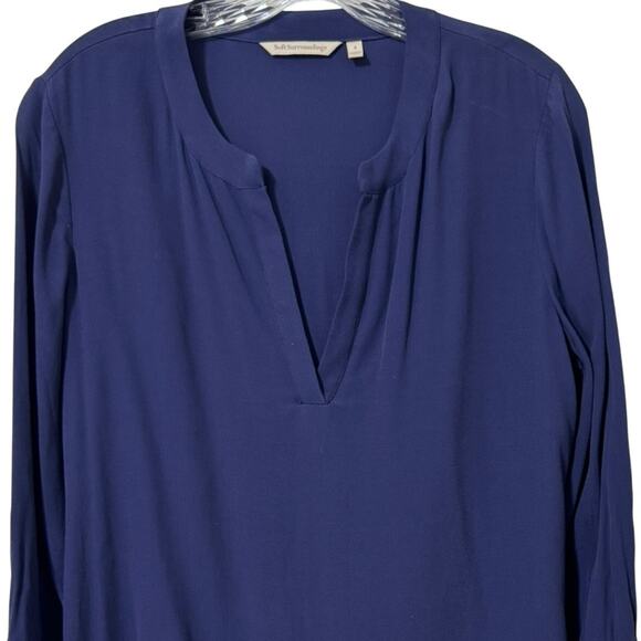 Soft Surroundings Women’s Layered V Neck Long Sleeve Navy Tunic Top Size Small - Picture 3 of 12
